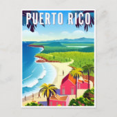ヴィンテージプエルトリコ熱帯ビーチ島 ポストカード (正面)
