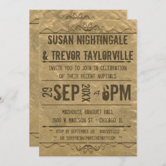 ヴィンテージプグランジレイビル披露宴のみ招待状 招待状 (正面/裏面)
