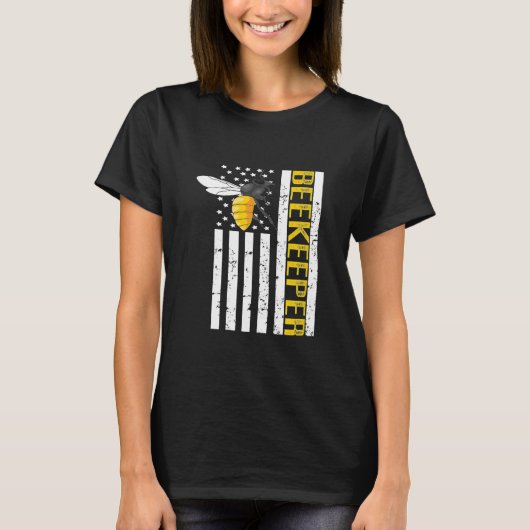 ヴィンテージプライドビーキーパーUSA国旗 – Bee Hispeer Tシャツ (正面)