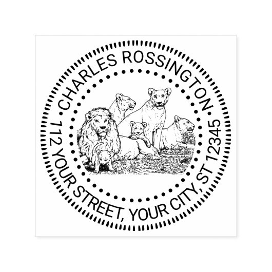 ヴィンテージプライドライオンズスケッチ名差出人住所 セルフインキングスタンプ (デザイン)