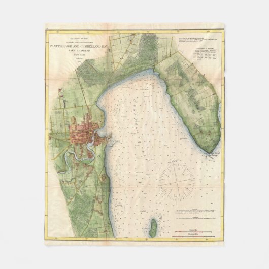 ヴィンテージプラッツバーグ・ニューヨークの地図(1872) フリースブランケット (正面)