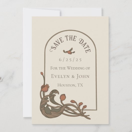 ヴィンテージプラットフォーム日付カードの保存 セーブザデート (正面)