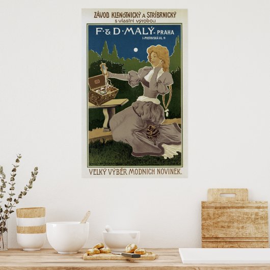 ヴィンテージプラハジュエリー&シルバーウェアアド ポスター (キッチン)