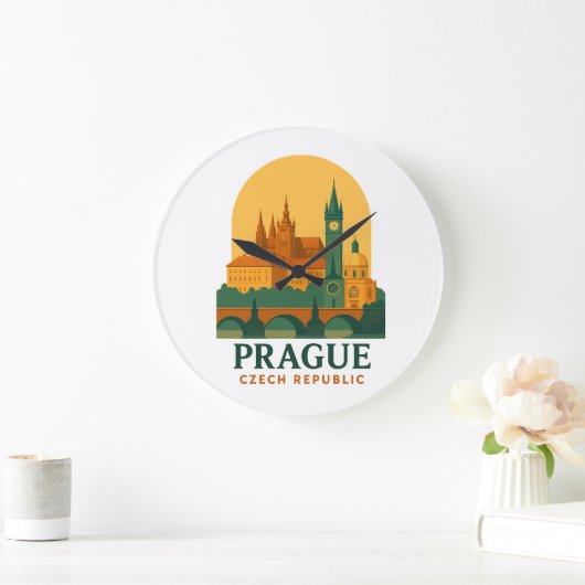 ヴィンテージプラハチェコリパブリック旅行レトロ ラージ壁時計 (ホーム)