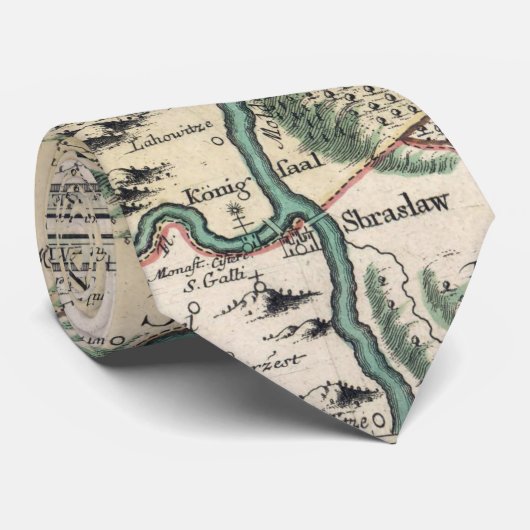 ヴィンテージプラハ周辺地域の地図(1740年) ネクタイ (ロール)