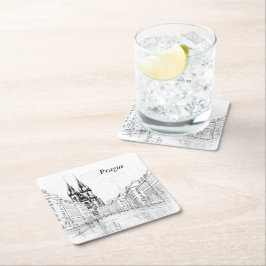 ヴィンテージプラハ スクエアペーパーコースター
