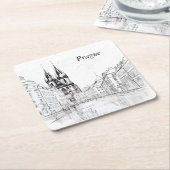ヴィンテージプラハ スクエアペーパーコースター (アングル)