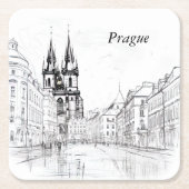 ヴィンテージプラハ スクエアペーパーコースター (正面)