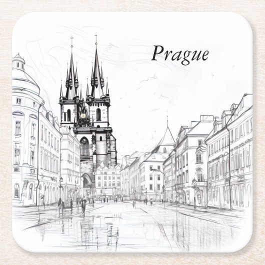 ヴィンテージプラハ スクエアペーパーコースター (正面)