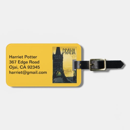 ヴィンテージプラハ（プラハ）ヴィン素晴らしテージ旅行ポスター ラゲッジタグ (正面横)