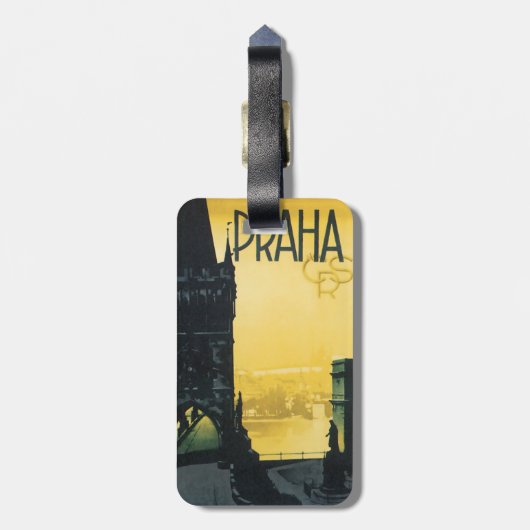 ヴィンテージプラハ(プラハ)ヴィン素晴らしテージ旅行ポスター ラゲッジタグ (裏面縦)