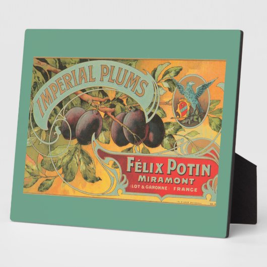 ヴィンテージプラムフルーツラベル天板 フォトプラーク (側面)
