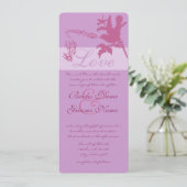 ヴィンテージプラムラブバード結婚式招待状 招待状 (スタンド正面)