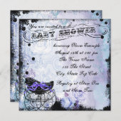 ヴィンテージプラムラベンダーパープルベビーシャワー 招待状 (正面/裏面)