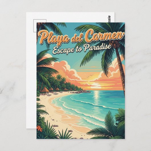 ヴィンテージプラヤデルカルメンメキシコトラベル ポストカード (正面/裏面)