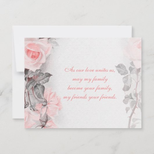 ヴィンテージプリムローズピンクのバラの結婚式の日付を保存 セーブザデート (裏面)