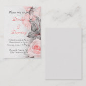 ヴィンテージプリムローズピンクのローズウェディングレセプションカード エンクロージャーカード (正面/裏面)