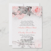 ヴィンテージプリムローズピンクローズ結婚式招待状 招待状 (正面)