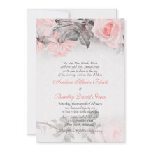 ヴィンテージプリムローズピンクローズ結婚式招待状