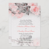 ヴィンテージプリムローズピンクローズ結婚式招待状 招待状 (正面/裏面)