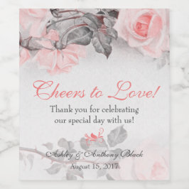 ヴィンテージプリムローズピンク結婚ローズ ワインラベル