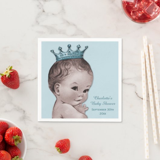 ヴィンテージプリンスベビーシャワーパーソナライズされた スタンダードカクテルナプキン (インサイチュ)