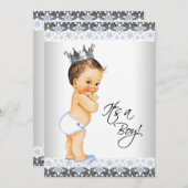 ヴィンテージプリンス男の赤ちゃんシャワー 招待状 (正面/裏面)