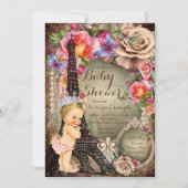 ヴィンテージプリンセスエッフェルタワーパリベビーシャワー 招待状 (正面)