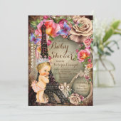 ヴィンテージプリンセスエッフェルタワーパリベビーシャワー 招待状 (スタンド正面)