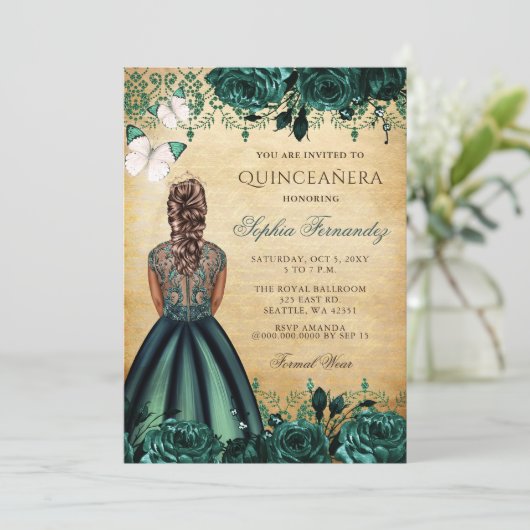 ヴィンテージプリンセスグリーンバタフライキンセアニラ 招待状 (スタンド正面)