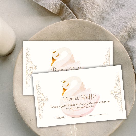 ヴィンテージプリンセススワンおむつラッフルベビーシャワー エンクロージャーカード