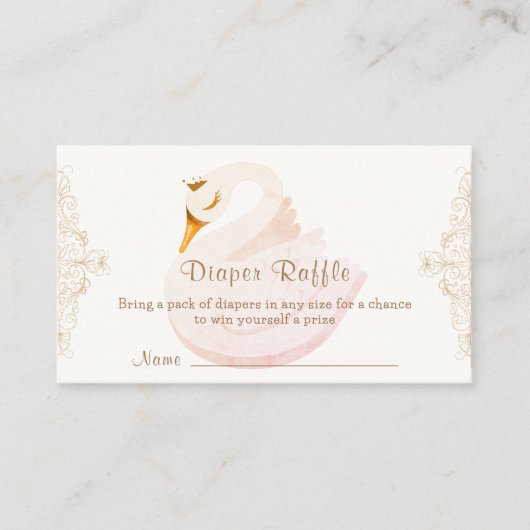 ヴィンテージプリンセススワンおむつラッフルベビーシャワー エンクロージャーカード (正面)