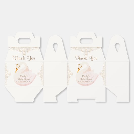 ヴィンテージプリンセススワンガールベビーシャワーサンキュー フェイバーボックス (見開き)