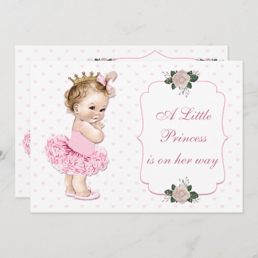 ヴィンテージプリンセストゥトゥハートとフラワーズ 招待状 (正面/裏面)