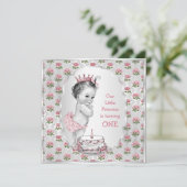 ヴィンテージプリンセスバラ1stバースデーケーキシルバー 招待状 (スタンド正面)