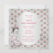 ヴィンテージプリンセスバラ1stバースデーケーキシルバー 招待状 (裏面)