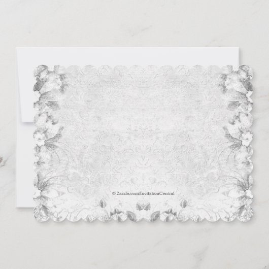 ヴィンテージプリンセスピンクとグレーバプテスマ 招待状 (裏面)