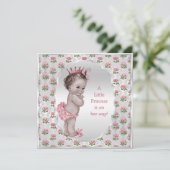 ヴィンテージプリンセスピンクローズシルバーベビーシャワー 招待状 (スタンド正面)