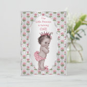 ヴィンテージプリンセスピンクローゼスシルバーベビー誕生日 招待状 (スタンド正面)