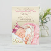 ヴィンテージプリンセスピンク金ゴールドベビーガールシャワー 招待状 (スタンド正面)