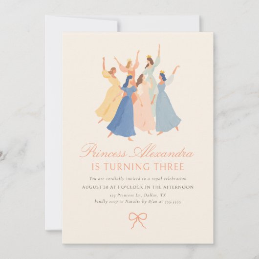 ヴィンテージプリンセスフェアユタレ誕生日 招待状 (正面)