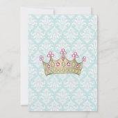 ヴィンテージプリンセスベビーガール金ゴールドクラウンアクアピンク 招待状 (裏面)