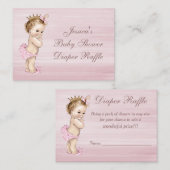 ヴィンテージプリンセスベビーシャワーおむつラッフル エンクロージャーカード (正面/裏面)