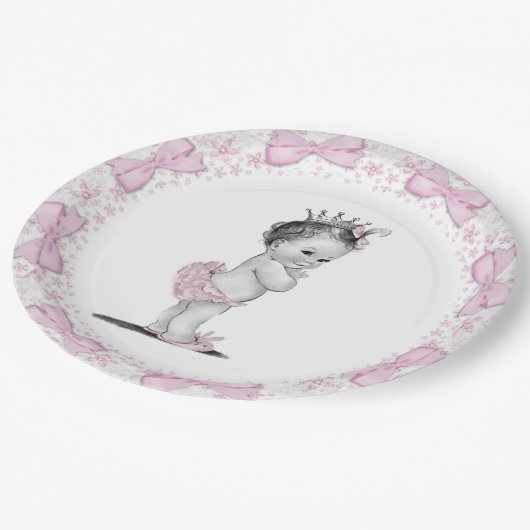 ヴィンテージプリンセスベビーシャワー ペーパープレート (アングル)