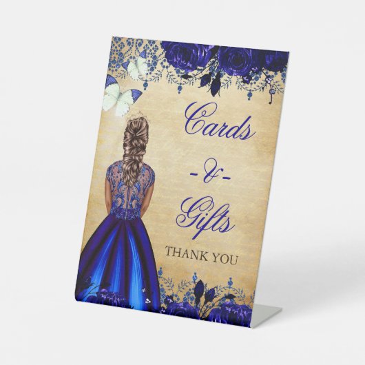 ヴィンテージプリンセス王室のブルーバタフライテーブル 台座サイン (正面)