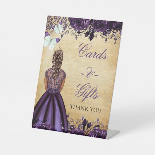 ヴィンテージプリンセス紫バタフライテーブル 台座サイン (正面)