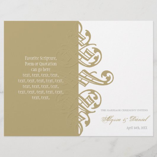 ヴィンテージプリンタのオーナメントフォーマル結婚式 プログラム (正面)