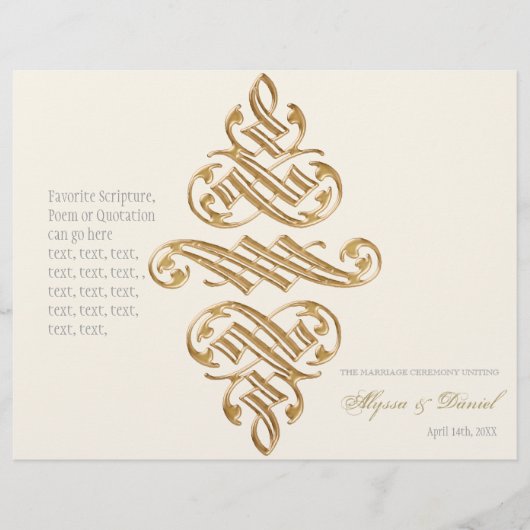 ヴィンテージプリンタのオーナメントフォーマル結婚式 プログラム (正面)