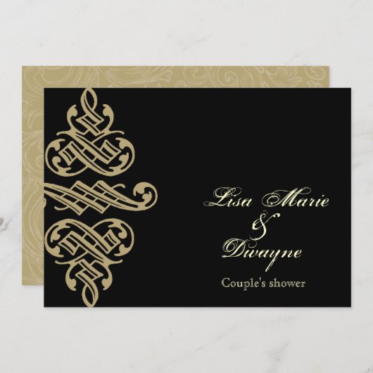 ヴィンテージプリンタオーナメントカップルシャワー招待状 招待状 (正面/裏面)