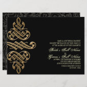 ヴィンテージプリンタオーナメントGoldl – 結婚式の招待 招待状 (正面/裏面)